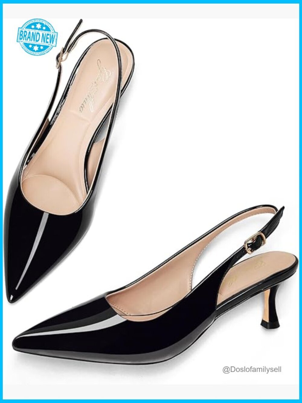Kitten Heel Slingback Pumps Pointed Toe Elegant Chic Dressy Comfortable Wedding